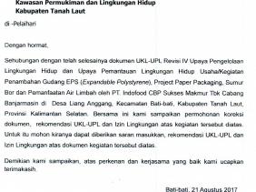 Permohonan Koreksi Dokumen Rekomendasi UKL-UPL dan Izin Lingkungan